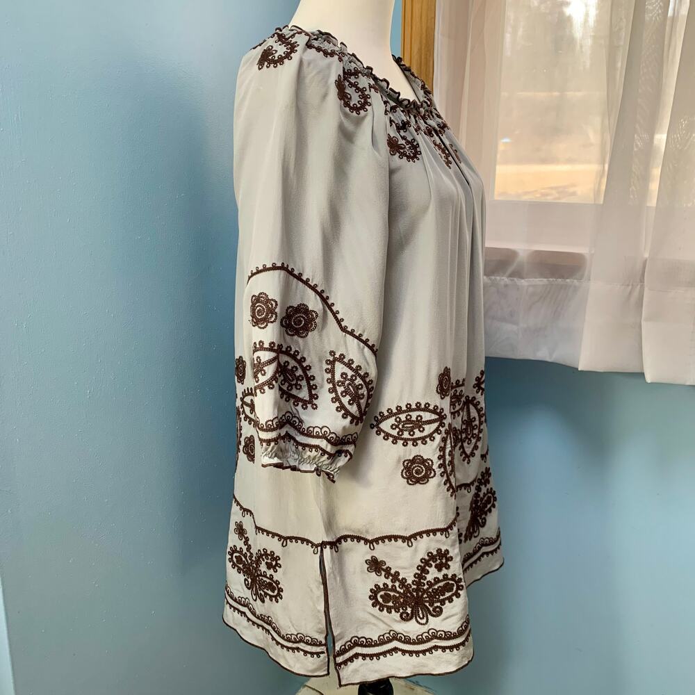 Anthropologie Blue Tassel Embroidered Silk Dress Size XS - Picture 5 of 7
